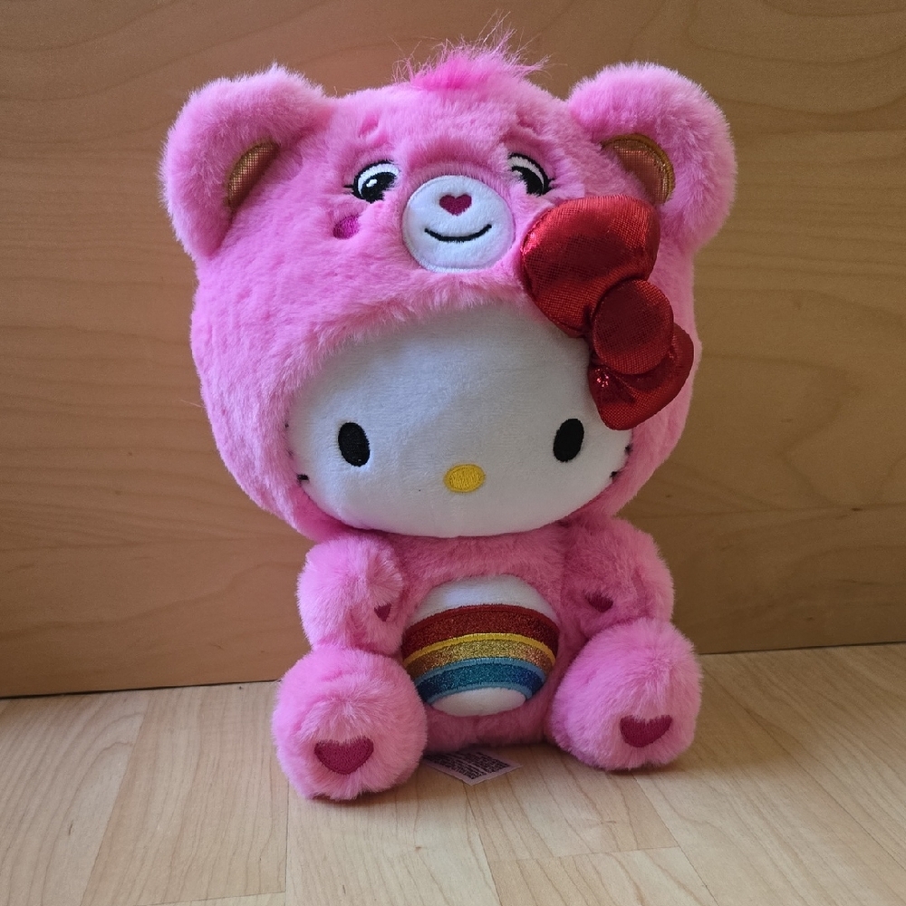 NWOT Hello Kitty Dressed As Cheer Bear Care Bears 10" Fun-Size Plush - Soft
